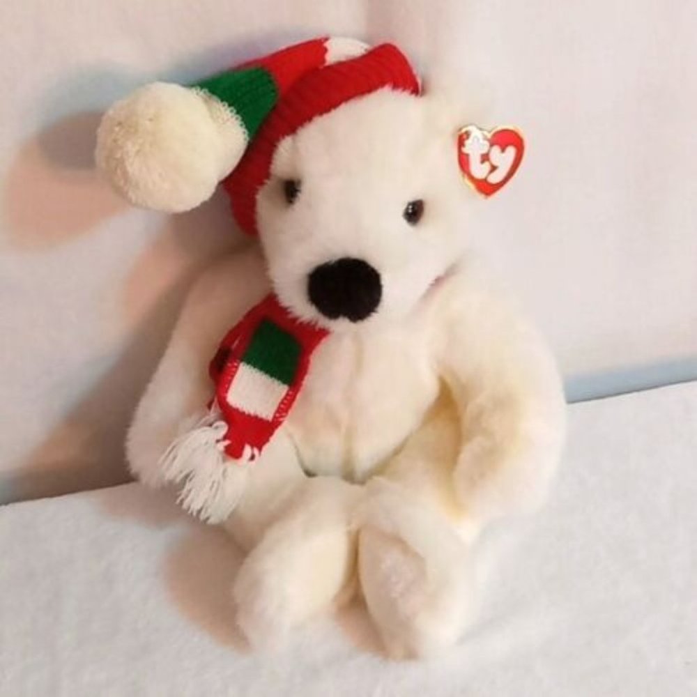 TY Large Beanie Buddy Holiday Christmas Polar Bear Style 5700 Plush 14" 1997 NWT